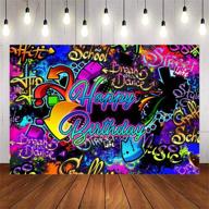 🎉 neon graffiti birthday backdrop - retro hip hop background 80s 90s party photography - dark glow splatter birthday party decorations (7x5ft) logo