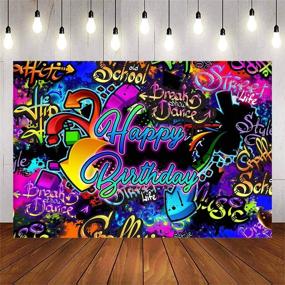 img 4 attached to 🎉 Neon Graffiti Birthday Backdrop - Retro Hip Hop Background 80s 90s Party Photography - Dark Glow Splatter Birthday Party Decorations (7x5ft)