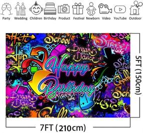 img 2 attached to 🎉 Neon Graffiti Birthday Backdrop - Retro Hip Hop Background 80s 90s Party Photography - Dark Glow Splatter Birthday Party Decorations (7x5ft)