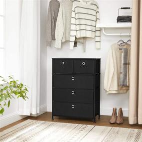 img 3 attached to 🗄️ SONGMICS Black Storage Chest Dresser with 5 Fabric Drawers - Ideal for Closet, Apartment, Dorm, Nursery - 23.6 x 11.8 x 32.9 Inches