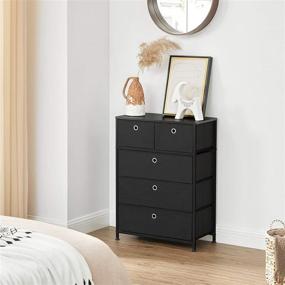 img 2 attached to 🗄️ SONGMICS Black Storage Chest Dresser with 5 Fabric Drawers - Ideal for Closet, Apartment, Dorm, Nursery - 23.6 x 11.8 x 32.9 Inches