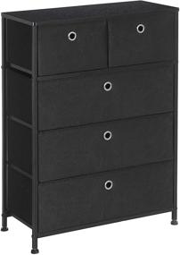 img 4 attached to 🗄️ SONGMICS Black Storage Chest Dresser with 5 Fabric Drawers - Ideal for Closet, Apartment, Dorm, Nursery - 23.6 x 11.8 x 32.9 Inches