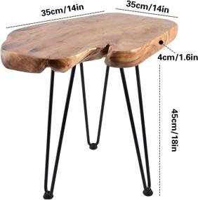 img 3 attached to 🌳 Natural Edge Side Table: 20-inch Tall Hurricom Live Edge End Table with 3 Hairpin Legs - Ideal for Bedroom and Living Room, Wood Side Table Nightstand and Plant Stand