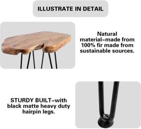 img 2 attached to 🌳 Natural Edge Side Table: 20-inch Tall Hurricom Live Edge End Table with 3 Hairpin Legs - Ideal for Bedroom and Living Room, Wood Side Table Nightstand and Plant Stand