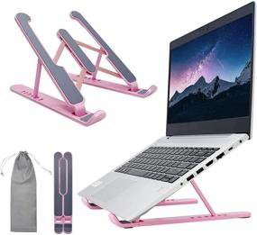 img 4 attached to 🎀 Вентилируемая регулируемая переносная подставка для ноутбука для MacBook Air Pro, Dell, Lenovo, HP и всех ноутбуков 9"-15.6" - розовый