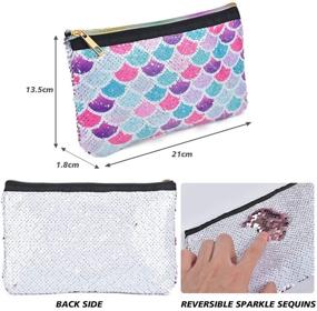 img 2 attached to 🧜 Reversible Sequin Mermaid Toiletry Bag - Pink Cosmetic Bag for Girls & Women - Portable Makeup Pouch, Travel Vanity, Pencil Case - Birthday & Christmas Gift