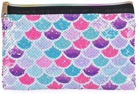 img 3 attached to 🧜 Reversible Sequin Mermaid Toiletry Bag - Pink Cosmetic Bag for Girls & Women - Portable Makeup Pouch, Travel Vanity, Pencil Case - Birthday & Christmas Gift