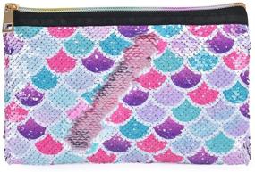 img 4 attached to 🧜 Reversible Sequin Mermaid Toiletry Bag - Pink Cosmetic Bag for Girls & Women - Portable Makeup Pouch, Travel Vanity, Pencil Case - Birthday & Christmas Gift