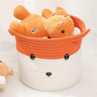 cute toy storage bins: small nursery hamper, kids cotton rope organizer, baby woven basket, laundry & diaper organizer, gift baskets with tiny fox blanket logo