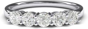 img 2 attached to 💍 Exquisite 14k White Gold Eternal Five Stones Anniversary Ring: Simulated Brilliant Diamonds, 1.25ctw Eternity Band for Women