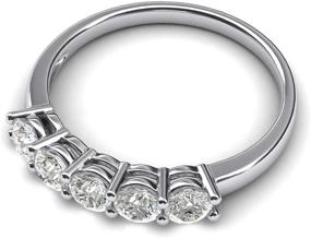 img 3 attached to 💍 Exquisite 14k White Gold Eternal Five Stones Anniversary Ring: Simulated Brilliant Diamonds, 1.25ctw Eternity Band for Women