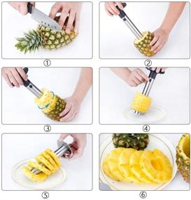 img 3 attached to 🍍 Efficient 3-in-1 Pineapple Cutter Corer Slicer Peeler - Stainless Steel Kitchen Gadget with Stem Remover - Black