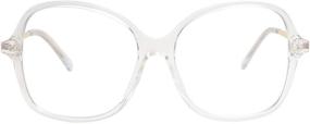 img 3 attached to 👓 SOJOS Oversized Square Blue Light Blocking Glasses for Women | Retro Vintage TR90 Frame | Anti Blue Ray Clear Lens Glasses SJ5097