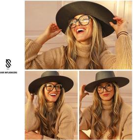 img 2 attached to 👓 SOJOS Oversized Square Blue Light Blocking Glasses for Women | Retro Vintage TR90 Frame | Anti Blue Ray Clear Lens Glasses SJ5097