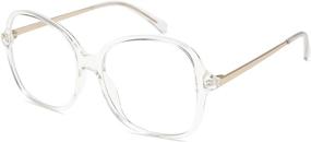 img 4 attached to 👓 SOJOS Oversized Square Blue Light Blocking Glasses for Women | Retro Vintage TR90 Frame | Anti Blue Ray Clear Lens Glasses SJ5097