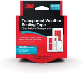 img 1 attached to 🌧️ 3M Transparent Weather Sealing Tape for Windows and Doors - Moisture Resistant, 1.5 in. x 10 yd. Roll