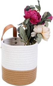 img 3 attached to 🧺 Hanging Basket - Wall Hanging Baskets for Organizing and Decor - Woven Wall Basket for Hanging Storage - Small Wicker Wall Baskets - Hanging Planter Baskets 6.3" x 7" (White and Brown)