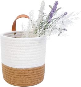 img 4 attached to 🧺 Hanging Basket - Wall Hanging Baskets for Organizing and Decor - Woven Wall Basket for Hanging Storage - Small Wicker Wall Baskets - Hanging Planter Baskets 6.3" x 7" (White and Brown)