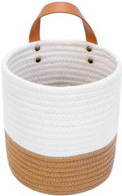img 1 attached to 🧺 Hanging Basket - Wall Hanging Baskets for Organizing and Decor - Woven Wall Basket for Hanging Storage - Small Wicker Wall Baskets - Hanging Planter Baskets 6.3" x 7" (White and Brown)