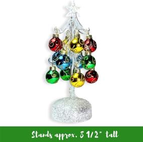 img 1 attached to 🎄 White Iridescent Glitter Tabletop Christmas Tree - 8 1/2" H with LED Lights & 12 Mini Ball Ornaments