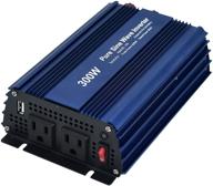 💡 efficient dc 12v to ac120v pure sine wave power inverter 300w - dual socket outputs & usb for most small power appliances logo