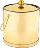 🧊 kraftware polished brass ice bucket: metal lid, double wall, u.s.a. made логотип