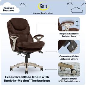 img 2 attached to 🪑 Serta Ergonomic Executive Office Chair - Adjustable Mid Back Design with Lumbar Support and Motion Technology in Chestnut Bonded Leather