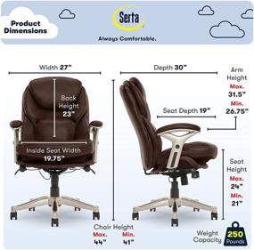 img 1 attached to 🪑 Serta Ergonomic Executive Office Chair - Adjustable Mid Back Design with Lumbar Support and Motion Technology in Chestnut Bonded Leather