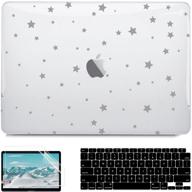 ⭐️ g jgoo macbook air 13 inch case 2021-2018: clear hard shell + keyboard cover + screen protector, stars design logo