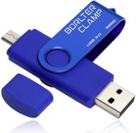 🔵 синий флэш-накопитель borlterclamp 32 гб с двумя портами usb 3.0 и микроusb-портом - накопитель otg для android-смартфона, планшета и компьютера. логотип