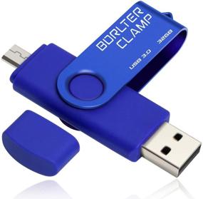 img 4 attached to 🔵 Синий флэш-накопитель BorlterClamp 32 ГБ с двумя портами USB 3.0 и микроUSB-портом - накопитель OTG для Android-смартфона, планшета и компьютера.