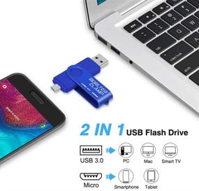 img 3 attached to 🔵 Синий флэш-накопитель BorlterClamp 32 ГБ с двумя портами USB 3.0 и микроUSB-портом - накопитель OTG для Android-смартфона, планшета и компьютера.