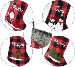 img 3 attached to 🎅 Mobacurty 4Pack 18inch Christmas Stockings: Tree Santa Claus Snowman Reindeer Fireplace Hanging Xmas Personalized Decorations for Holiday Season Party Supplies