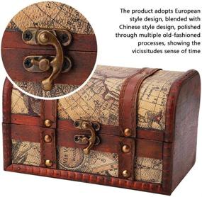 img 2 attached to 🗺️ Map Pirate Treasure Chest Vintage Handmade Wooden Box Trinket Jewelry Storage Case - Home Decorative Handcrafted Container