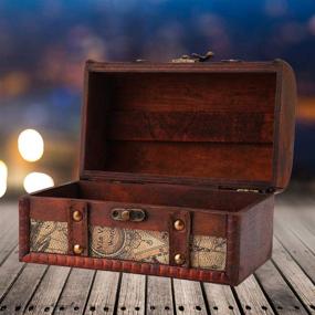img 1 attached to 🗺️ Map Pirate Treasure Chest Vintage Handmade Wooden Box Trinket Jewelry Storage Case - Home Decorative Handcrafted Container