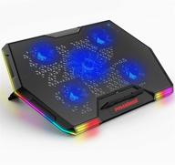 💻 powerbeast rgb laptop cooling pad for 15.6-17 inch laptops - 5 quiet fans, 2 usb ports, pure metal panel - cooling stand for pc mac logo