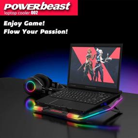 img 2 attached to 💻 POWERbeast RGB Laptop Cooling Pad for 15.6-17 inch Laptops - 5 Quiet Fans, 2 USB Ports, Pure Metal Panel - Cooling Stand for PC Mac