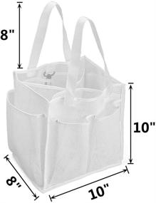 img 3 attached to 🚿 ALYER Large Mesh Shower Caddy Basket: Hanging Bath Toiletry Organizer with 1 Big Compartment and 6 Deep Pockets (White)