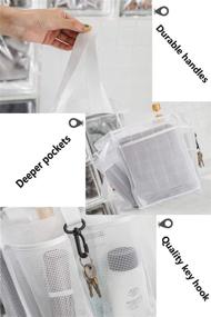 img 2 attached to 🚿 ALYER Large Mesh Shower Caddy Basket: Hanging Bath Toiletry Organizer with 1 Big Compartment and 6 Deep Pockets (White)