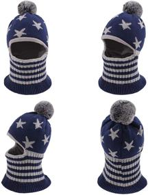 img 3 attached to ❄️ Trendy Knitted Winter Toddler Pompom Earflap Boys' Accessories for Cold Weather