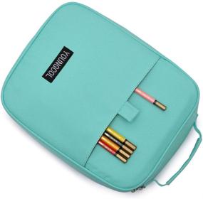 img 1 attached to 🖍️ YOUNGCOL Colored Pencil Case Slot - Premium Holder for 202 Pencils or 136 Gel Pens: Watercolor Pens & Markers Organizer - Green