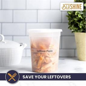 img 2 attached to 🍱 24 Pack of 32 oz. Airtight Plastic Deli Food Storage Containers with Leak Proof Lids - Reusable, Safe for Microwave, Fridge, and Freezer