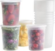 🍱 24 pack of 32 oz. airtight plastic deli food storage containers with leak proof lids - reusable, safe for microwave, fridge, and freezer логотип