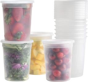 img 4 attached to 🍱 24 Pack of 32 oz. Airtight Plastic Deli Food Storage Containers with Leak Proof Lids - Reusable, Safe for Microwave, Fridge, and Freezer