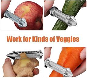 img 1 attached to 🥕 Stainless Steel Vegetable Peeler Set - 5 in 1 Multifunctional Potato Peeler for Kitchen, Perfect for Potato, Apple, Veggie, Carrot, Fruit, Cucumber, Sweet Potato, Julienne - Pack of 2