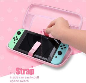 img 1 attached to Switch Pink Accessories Set, Switch Pink Carrying Case, Switch Pink Protective Case, Adorable Thumb Grips, Headphone Adapter, Convenient Desktop Stand, Screen Protector Kit, Wrist Strap and Shoulder Strap Combo