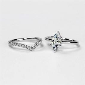 img 2 attached to Exquisite Michooyel S925 2ct Marquise Cut Bridal Set - Elegant Sterling Silver Cubic Zirconia Wedding Ring Bands for Women