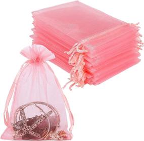 img 4 attached to Romantic Organza Drawstring Jewelry Pouches for Valentine's Day