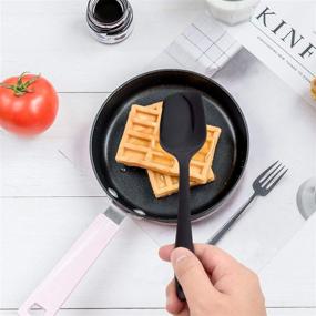 img 3 attached to 🍳 HOTEC Food Grade Silicone Rubber Spatula Set: Heat-Resistant, Non-Stick Kitchen Utensils for Baking, Cooking, and Mixing - Black (Set of 5)