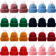 🎄 christmas mini knitting doll hats - assorted color 24-piece set, ideal for ornaments, diy art, and craft featuring mini wool hats logo